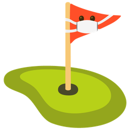 face with medical mask and flag in hole