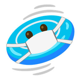 face with medical mask and flying disc