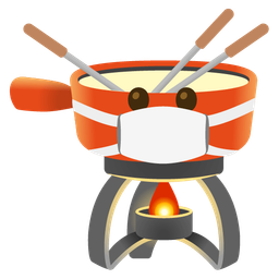 face with medical mask and fondue