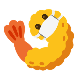 face with medical mask and fried shrimp