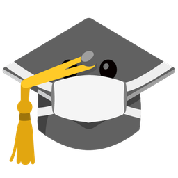 face with medical mask and graduation cap
