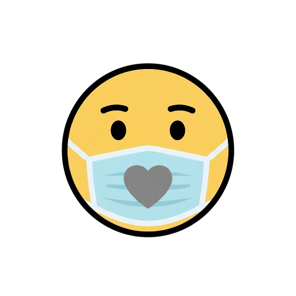 Face with medical mask and Grey heart