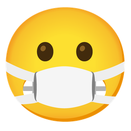 face with medical mask and grimacing face