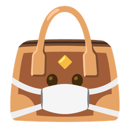 face with medical mask and handbag