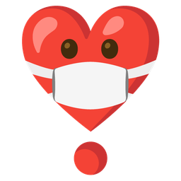 face with medical mask and heart exclamation