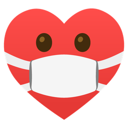 face with medical mask and heart suit