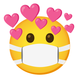 face with medical mask and heart with arrow