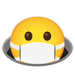 face with medical mask and hole