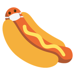 face with medical mask and hot dog