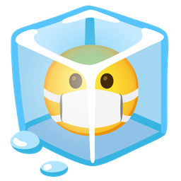 face with medical mask and ice