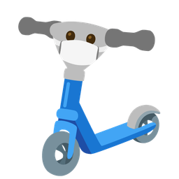 face with medical mask and kick scooter