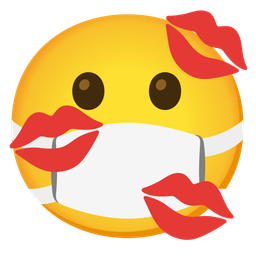 face with medical mask and kiss mark