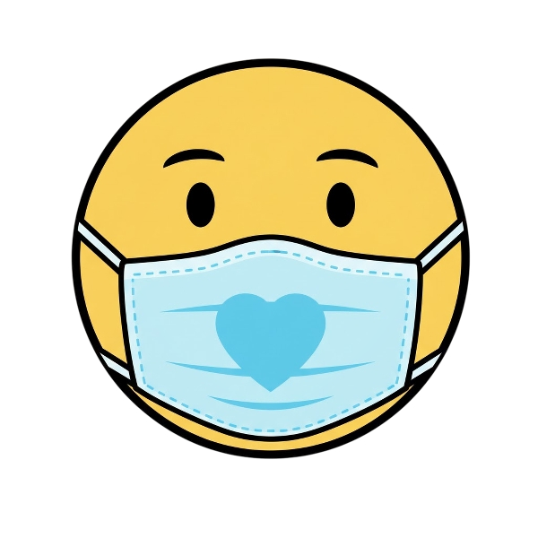 Face with medical mask and Light blue heart