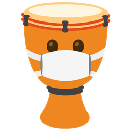 face with medical mask and long drum