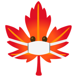 face with medical mask and maple leaf