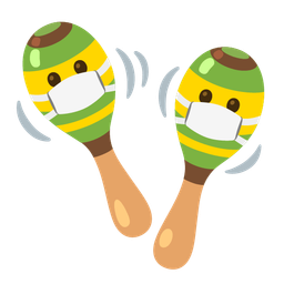 face with medical mask and maracas