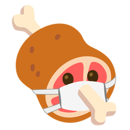 face with medical mask and meat on bone