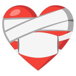 face with medical mask and mending heart