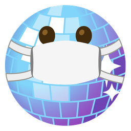 face with medical mask and mirror ball