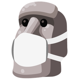 face with medical mask and moai