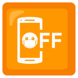 face with medical mask and mobile phone off