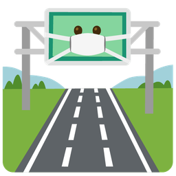 face with medical mask and motorway