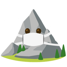 face with medical mask and mountain