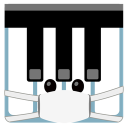 face with medical mask and musical keyboard