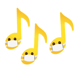 face with medical mask and musical notes