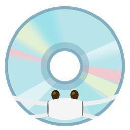 face with medical mask and optical disk