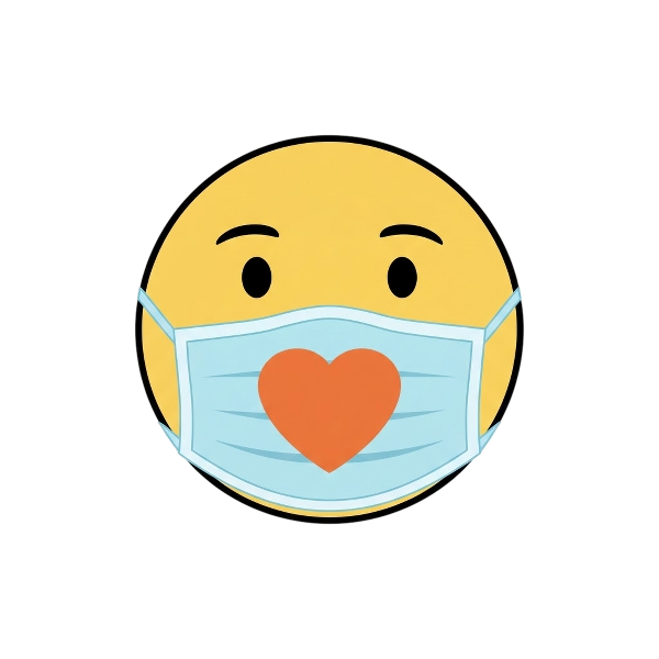 Face with medical mask and Orange heart