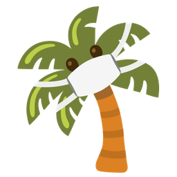 face with medical mask and palm tree