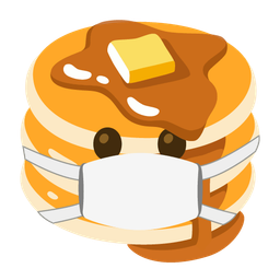 face with medical mask and pancakes