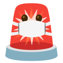 face with medical mask and police car light