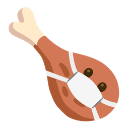 face with medical mask and poultry leg