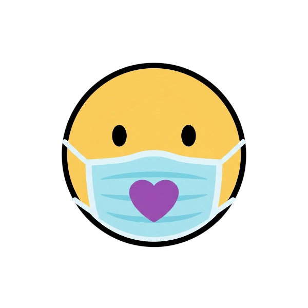 Face with medical mask and Purple heart