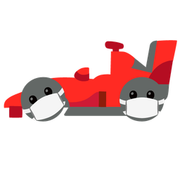 face with medical mask and racing car