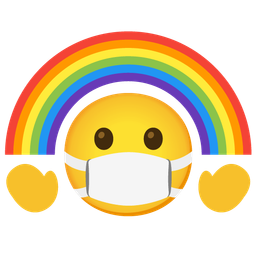 face with medical mask and rainbow