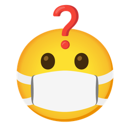 face with medical mask and red question mark