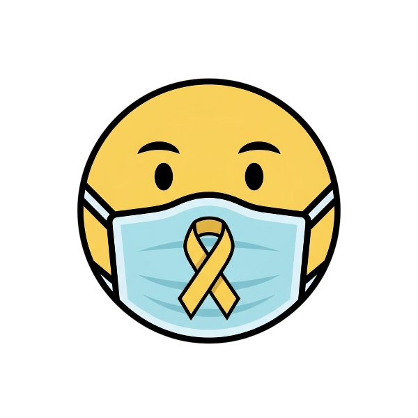 Face with medical mask and Reminder ribbon