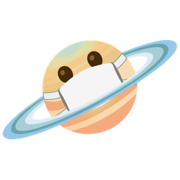 face with medical mask and ringed planet