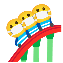 face with medical mask and roller coaster