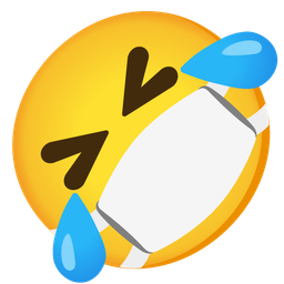 Face with medical mask and Rolling on the floor laughing