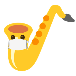 face with medical mask and saxophone