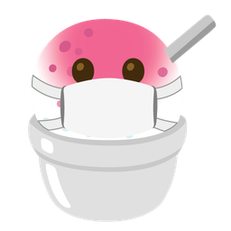 face with medical mask and shaved ice