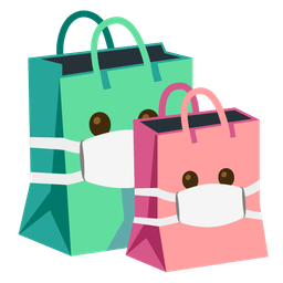 face with medical mask and shopping bags