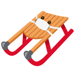 face with medical mask and sled