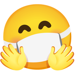 face with medical mask and smiling face with open hands