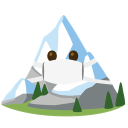 face with medical mask and snow-capped mountain