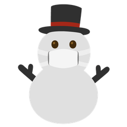 face with medical mask and snowman without snow
